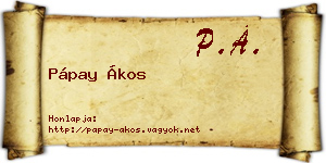 Pápay Ákos névjegykártya